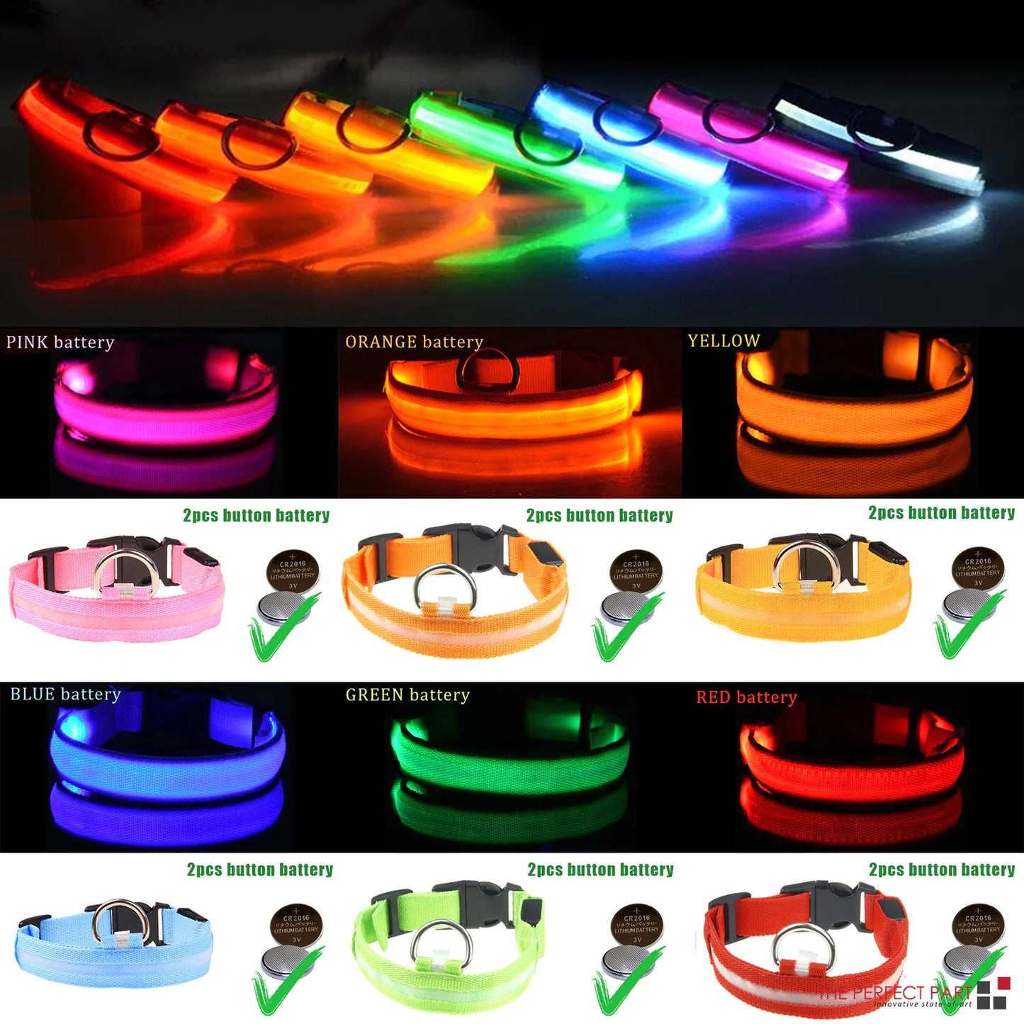 Glow in the Dark Dog Collar – LED Flashing, Adjustable & Waterproof